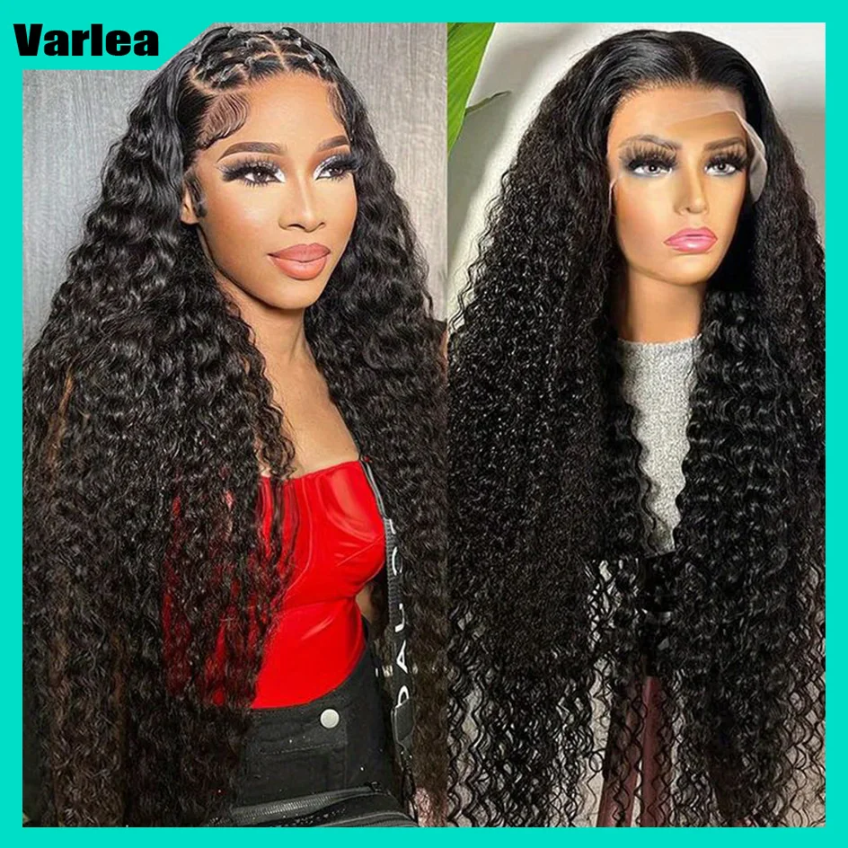 Varlea 200% Density 40 Inch Deep Wave Frontal Wig Curly Hd Lace Wig 13x6 Human Hair Water Wave Lace Front Wig Brazilian Hair