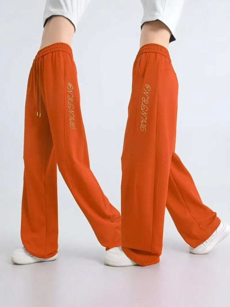 new-autumn-women's-mamba-cotton-rhinestone-curved-knife-pants-drawstring-loose-square-dance-casual-sports-wide-leg-long-trousers
