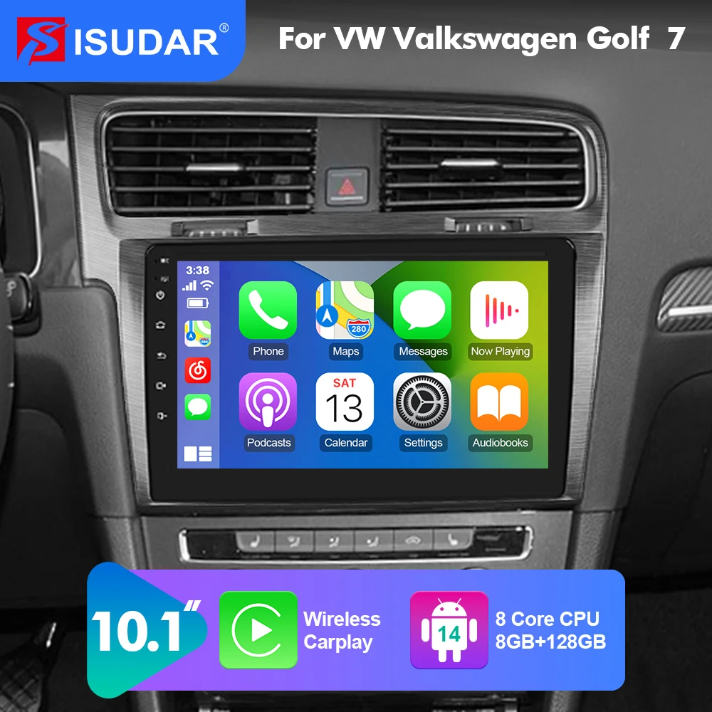 

Автомобильный мультимедийный плеер Isudar Android 12 для VW/Volkswagen Golf 7 2013-2019, автомобильное стерео 8 ядер GPS Carplay 4G No 2Din
