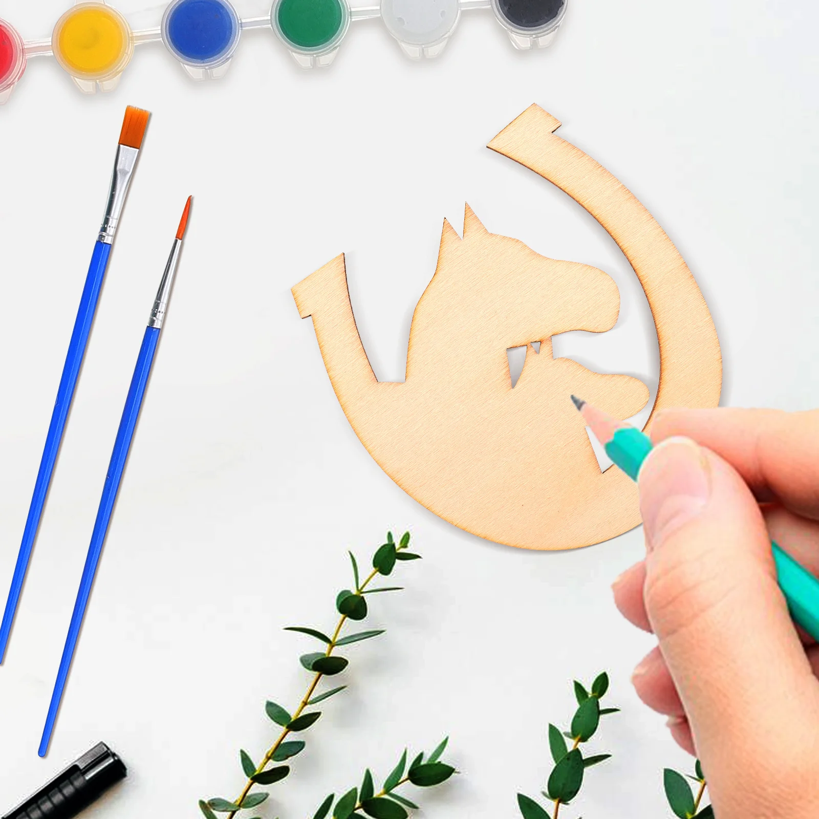 

48Pcs Horseshoe Shaped Wooden Slices Diy Graffiti Chip Unpainted Craft Materials For Handmade Home Decorations Kids Toys