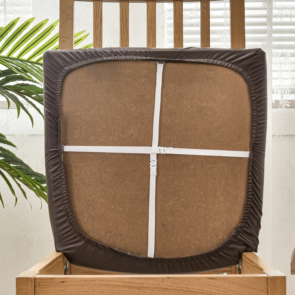 Chair Seat Covers PU Leather Square Chair Cushion Cover Waterproof Kitchen Removable Dining Room Upholstered Seat Slipcovers