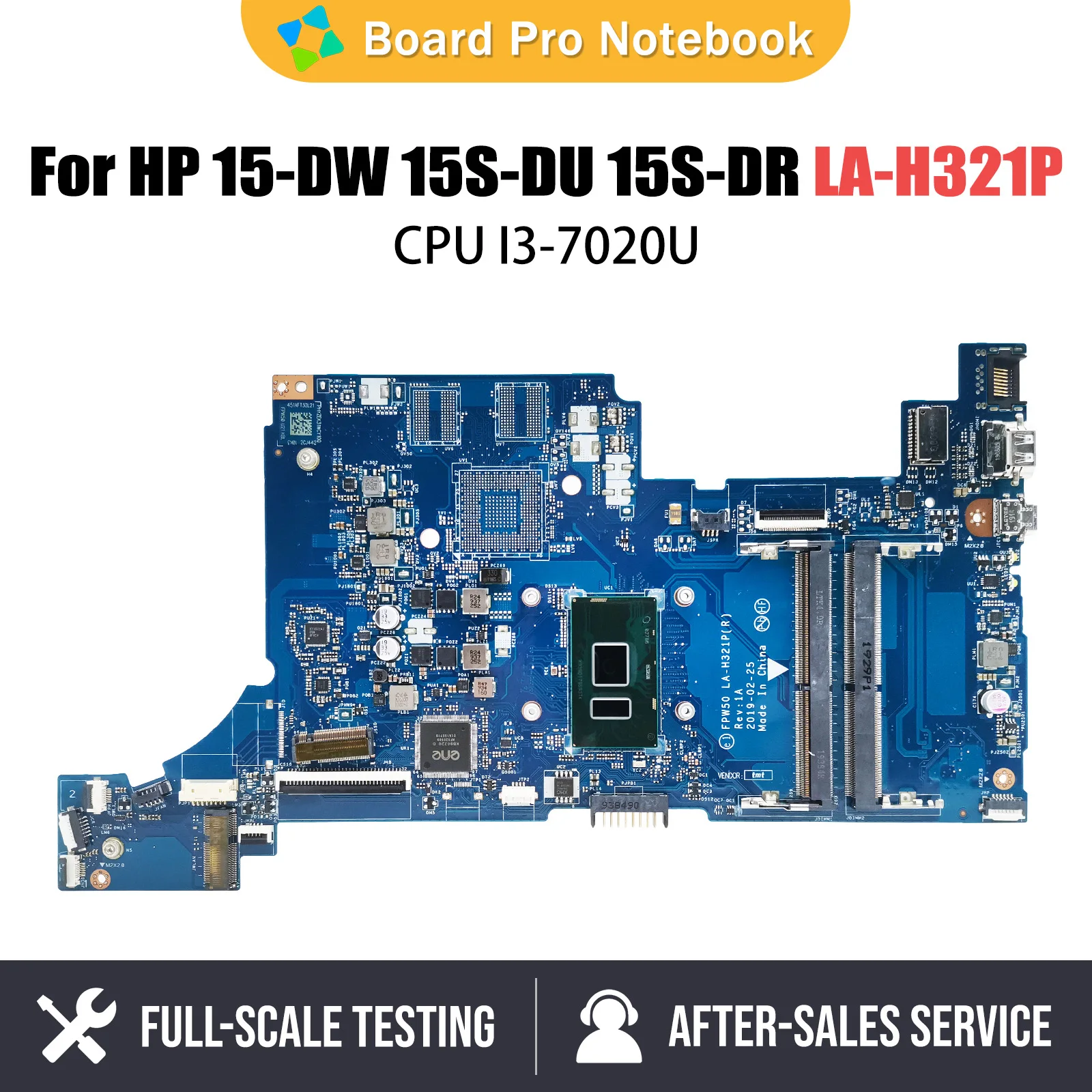 FPW50 LA-H321P Notebook Mainboard For HP 15-DW 15S-DU 15S-DR Laptop Motherboard L51984-001 L51984-601 With i3-7020U CPU DDR4