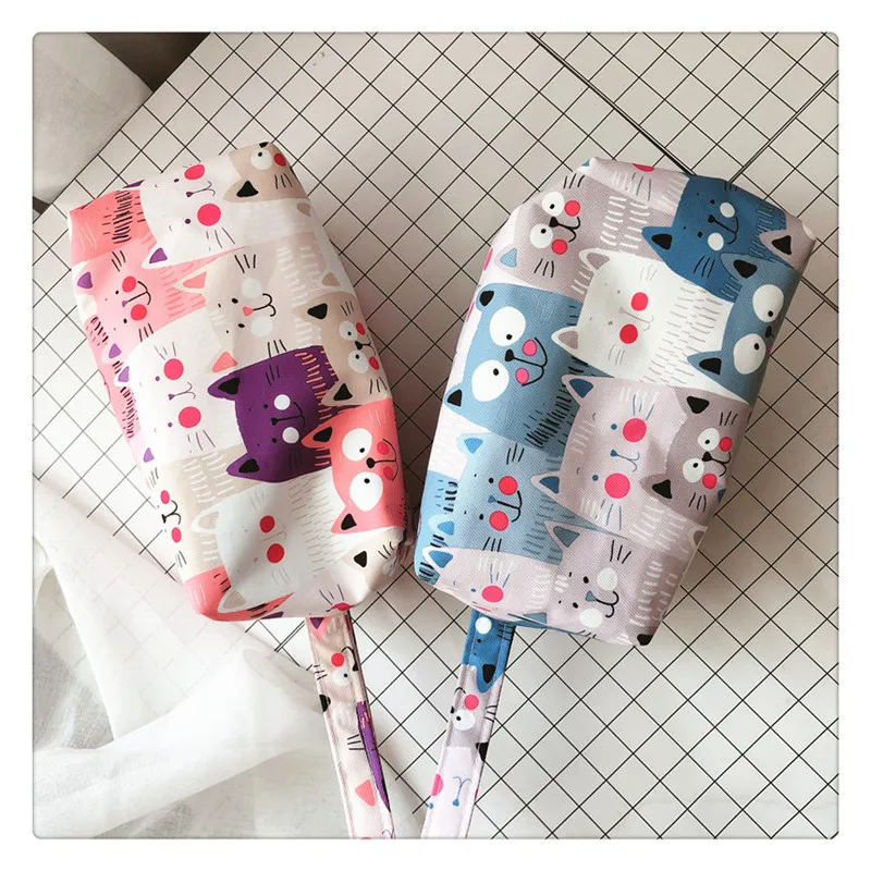 Cartoon Cat Women Makeup Bag Cute Girl Zipper Waterproof Cosmetic Bag Female Neceser Travel Make Up Organizer Beauty Case