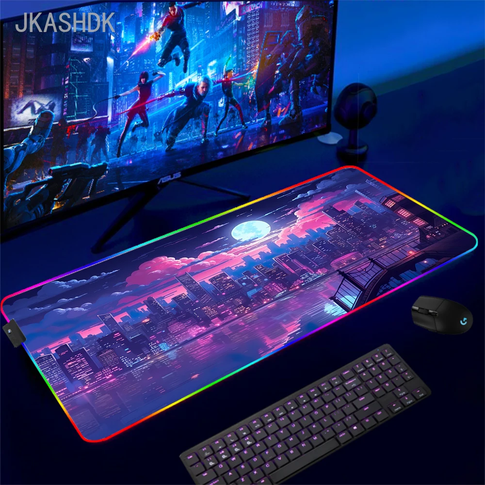 Gaming Cool Mouse Pad with Backlight Mouse Carpet Huge Rugs Rgb Mat 50x100cm Rubber Mat Landscape Led Pc Gamer Speed Desk Mats