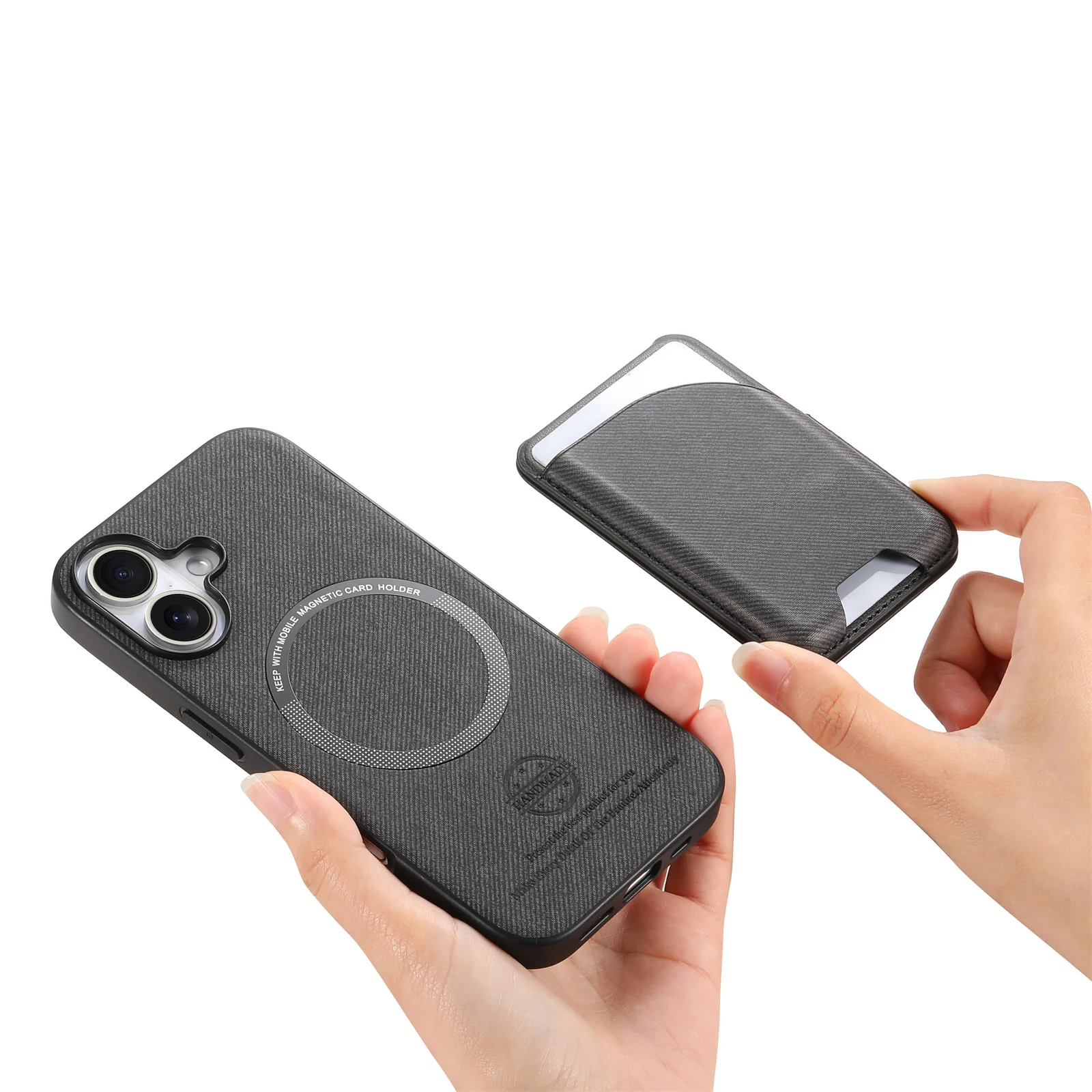 

Съемный чехол-сумка для карт для iPhone 16, 15, 14 13, 12 Pro Max 11 XS, холст с магнитной присоской и беспроводной зарядкой, чехол для телефона Funda