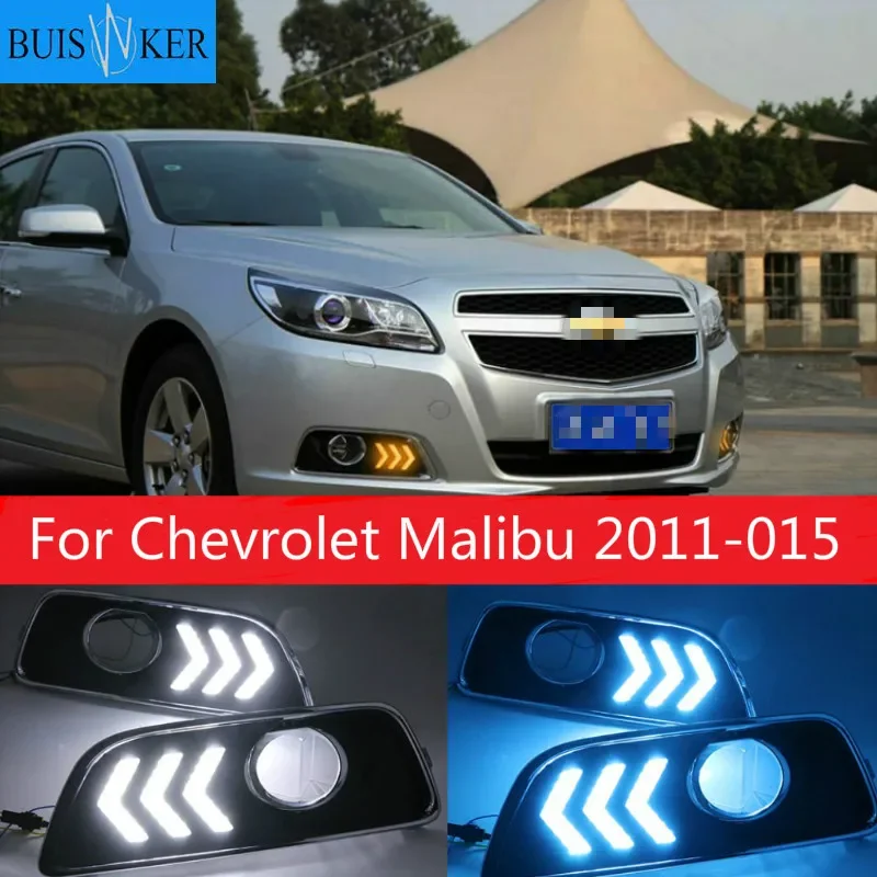 

2Pcs LED DRL Daytime Running Light For Chevrolet Malibu 2011 2012 2013 2014 2015 Car Styling with Fog Lamp hole Turning light