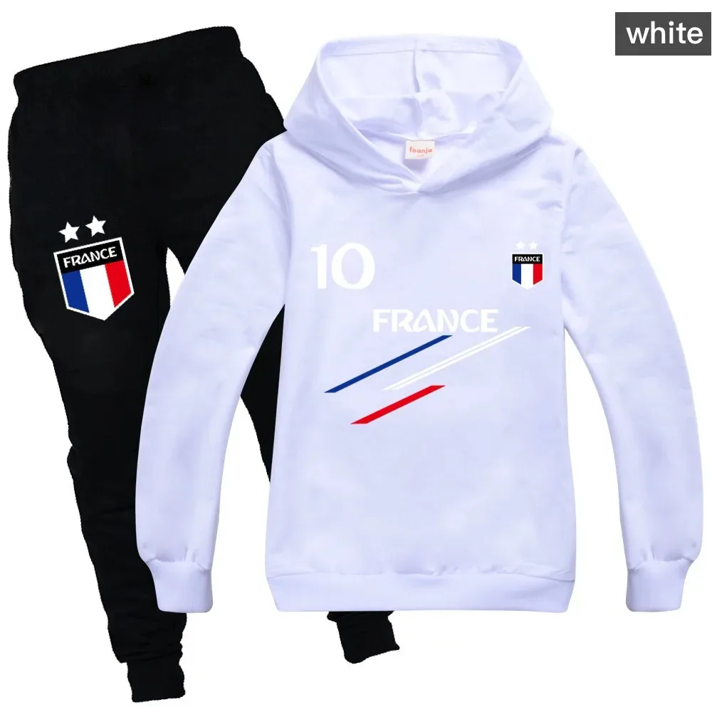 New Kids Clothes Baby Boys France Football 10 Tracuit Tops Pants 2PCS Children Boy Spring Autumn Outfits Girls Sets 2-15 Years