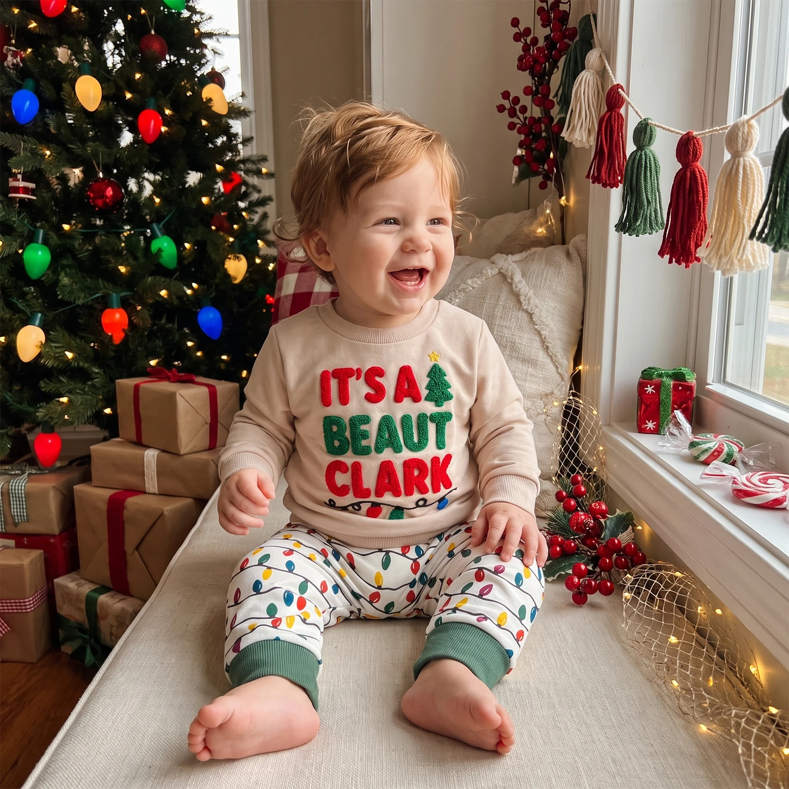Toddler Boy Christmas Outfit Long Sleeve Pullover Sweatshirt Jogger Pants