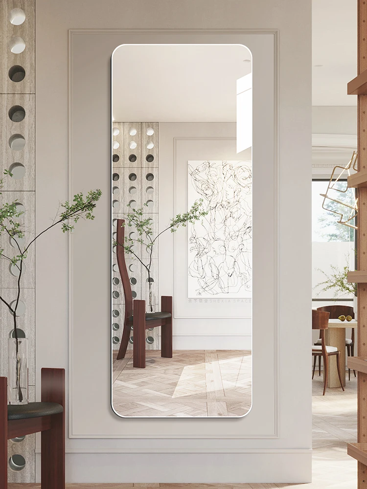 

Light luxury frameless wall-mounted full-length mirror, wall-attached fitting mirror behind the door, household non-punching
