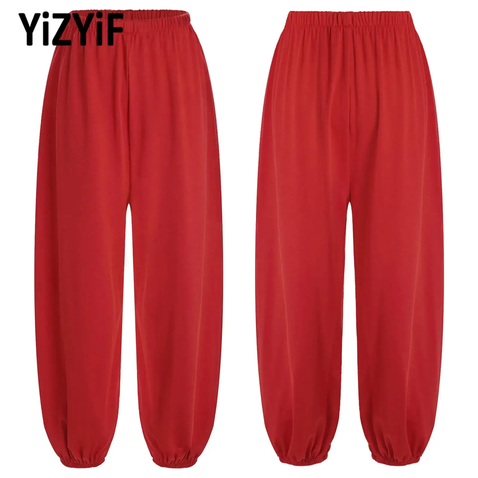 2025 New Unisex Boys Girls Kung Fu Pants Loose Elastic Waistband Casual Pants Trousers for Taichi Martial Art Practice Holiday