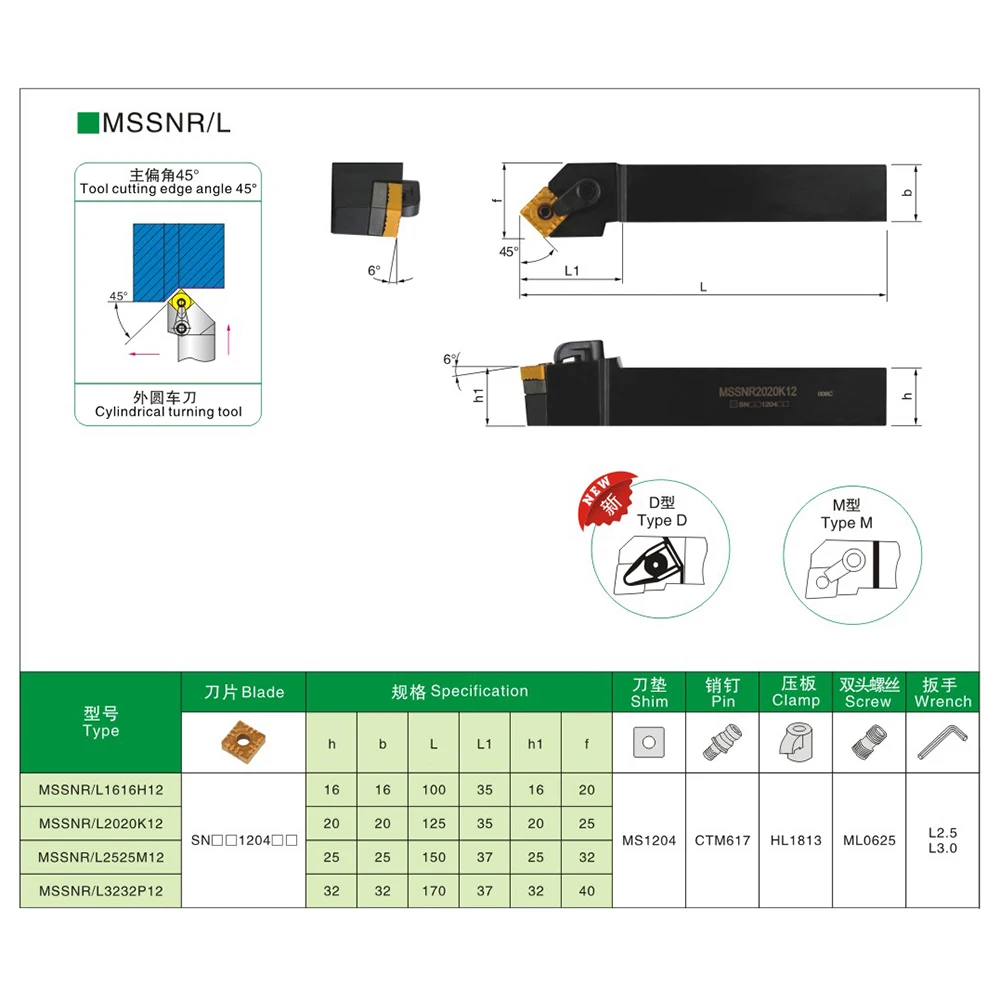 CNC 나사 타입 선반 커터, 외부 선삭 공구, MSNR1616, MSNR2020, MSNR2525, MSNR, MSSNL 선반 바 커팅 거치대