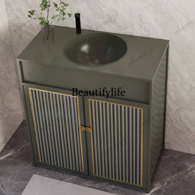 Industrial wind wash basin container integrated forming basin with cabinet wash basin catering retro