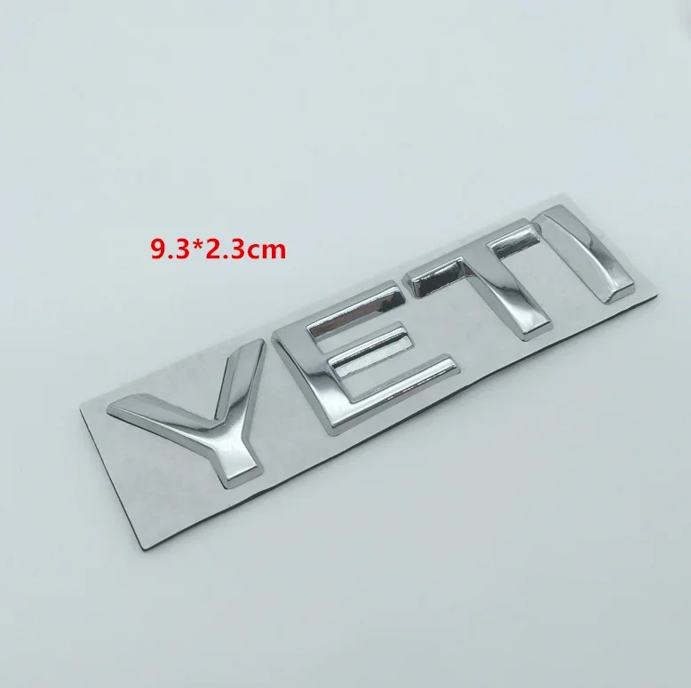 1pcs 3D metal YETI high quality silver/black car Letter Emblem Rear tail trunk Decals badge sticker Decal styling For Skoda