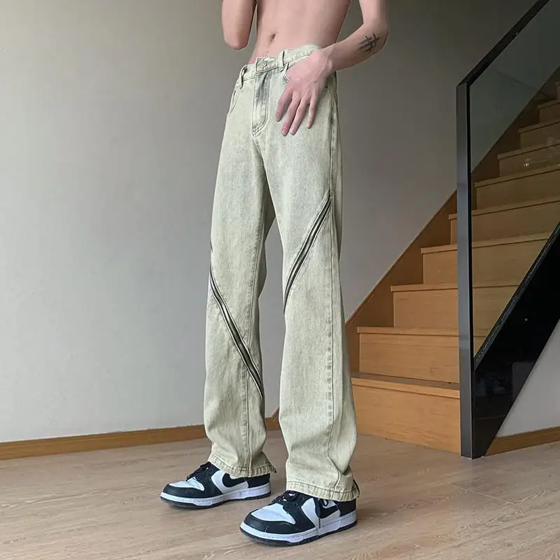 

Wide Leg Male Cowboy Pants Trousers Original Harajuku Washed Classic Casual Y2k Vintage Grunge Aesthetic Xs Summer Men's Jeans
