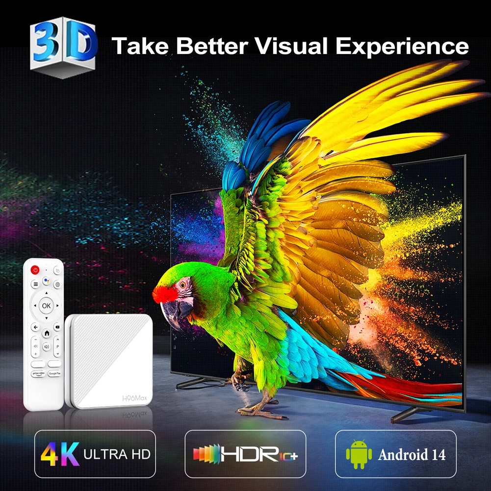 H96 Max Smart TV Box Android 14.0 WiFi BT رباعي النواة فيديو Set Top TV Box 4K 2GB RAM 8GB/16GB ROM HD Media Player Smart TV Box