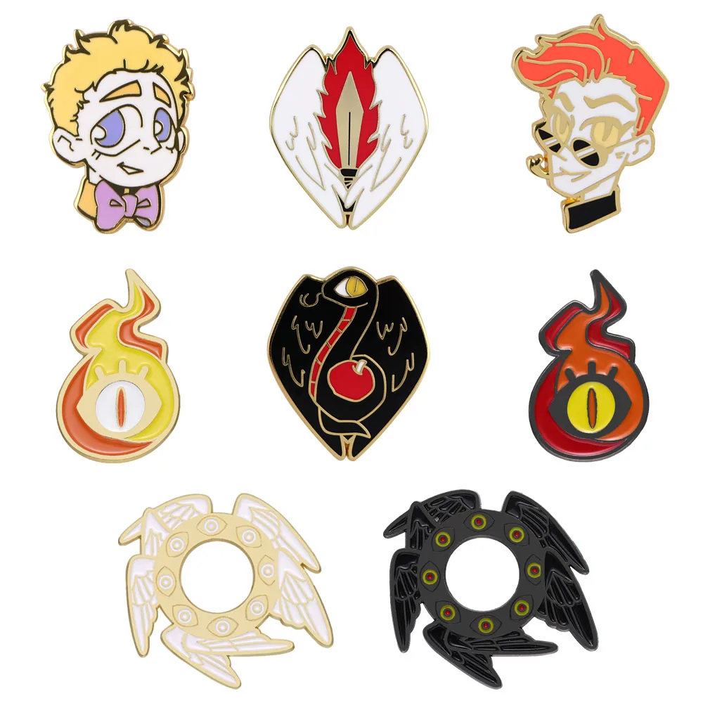 Good and This Omen Brooch Set Fantasy Comedy Movie Series Exquisite Enamel Badge Miniseries Fans Jewelry Presents