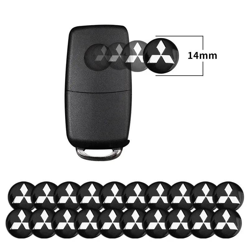 14mm 10pcs Remote Control Car Key Emblem Sticker For Mitsubishi ralliart Lancer 9 10 Asx Outlander asx 3 Pajero Sport L200 Badge