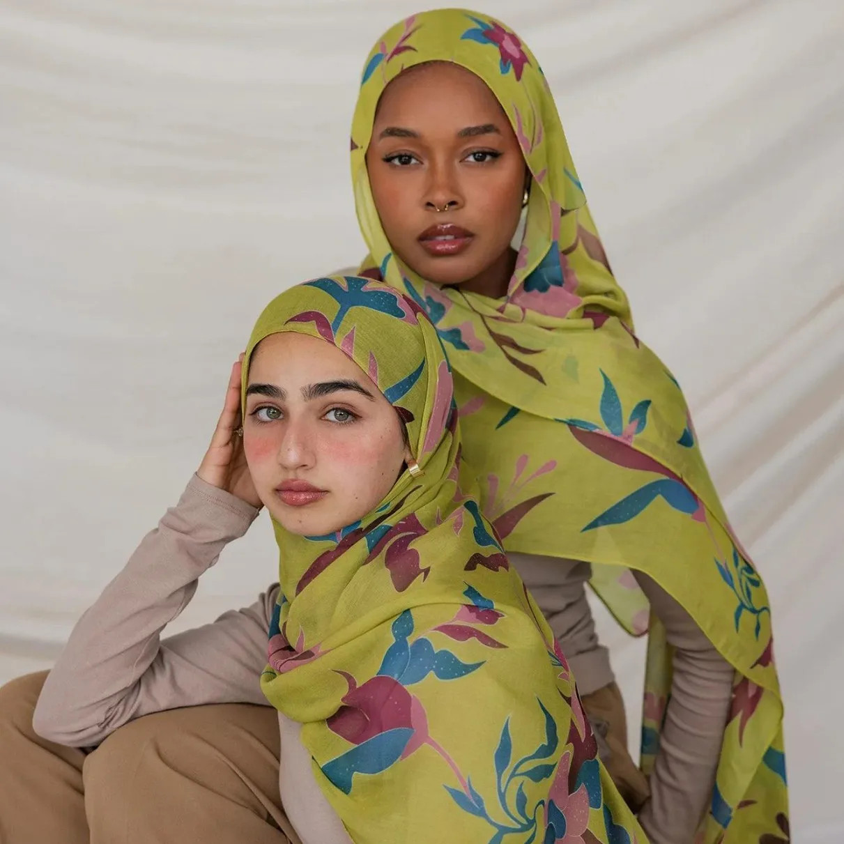 

Ramadan Hijab for Women Print Bohemian Watercolor Soft Muslim Hijabs Floral Breathable Shawl Wrap Scarf Headscarf