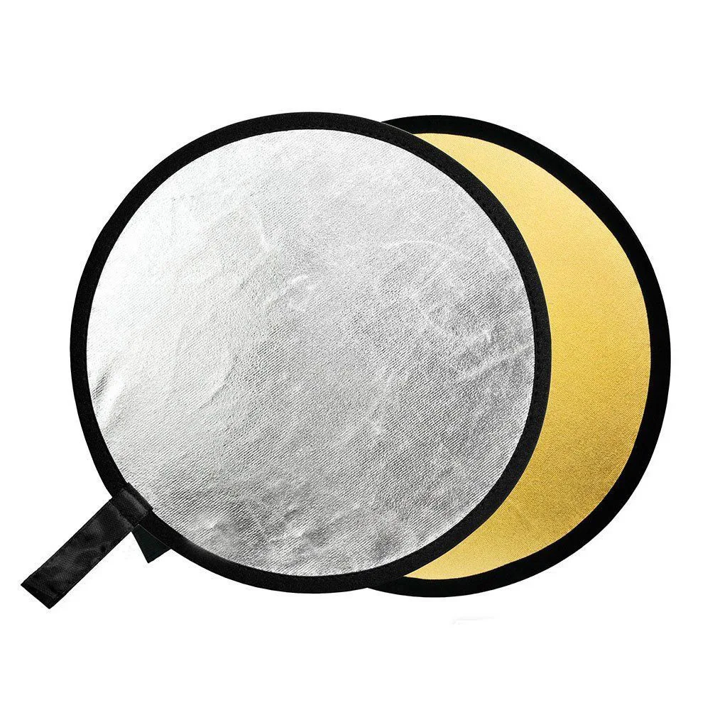 Camllite-Reflector 2 en 1 de 60cm para cámara de estudio, difusores de disco de foto y Flash dorados plegables