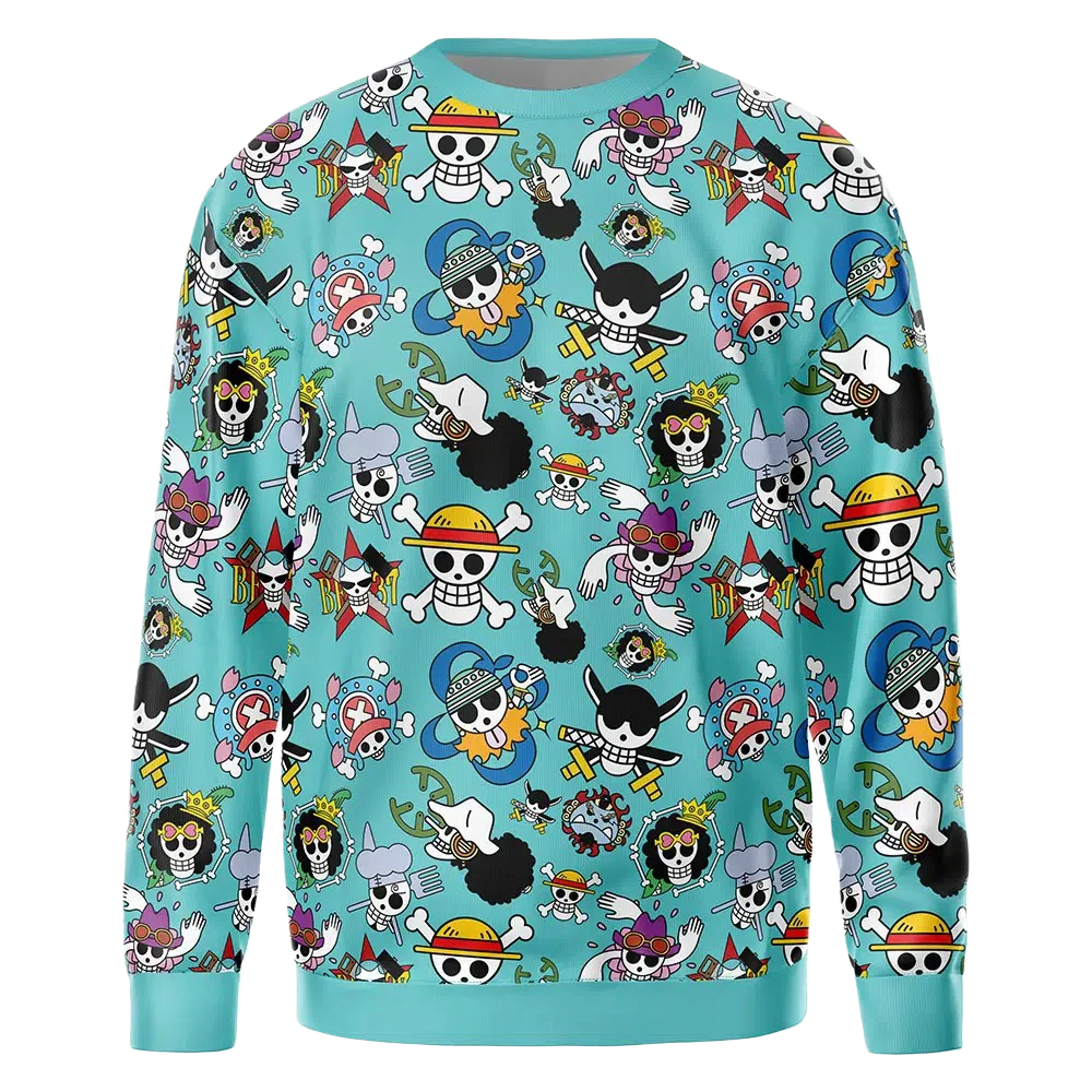 بانداي قطعة واحدة قبعة القش القراصنة جولي روجرز أنيمي الكبار الاطفال البلوز Crewneck البلوز لينة مريح استرخاء صالح خريف شتاء