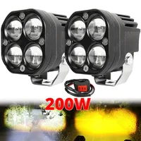 Focos LED superbrillantes de doble Color de 3 pulgadas, faro antiniebla de 200W, accesorio para motocicleta, camión, coche, SUV, ATV, 30000LM, 24V, 12V