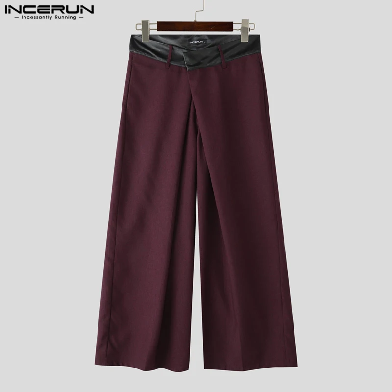 

INCERUN Men Wide Leg Pants Patchwork Pleated Joggers Loose Casual Trousers Men Streetwear Fashion Leisure Male Long Pants S-5XL