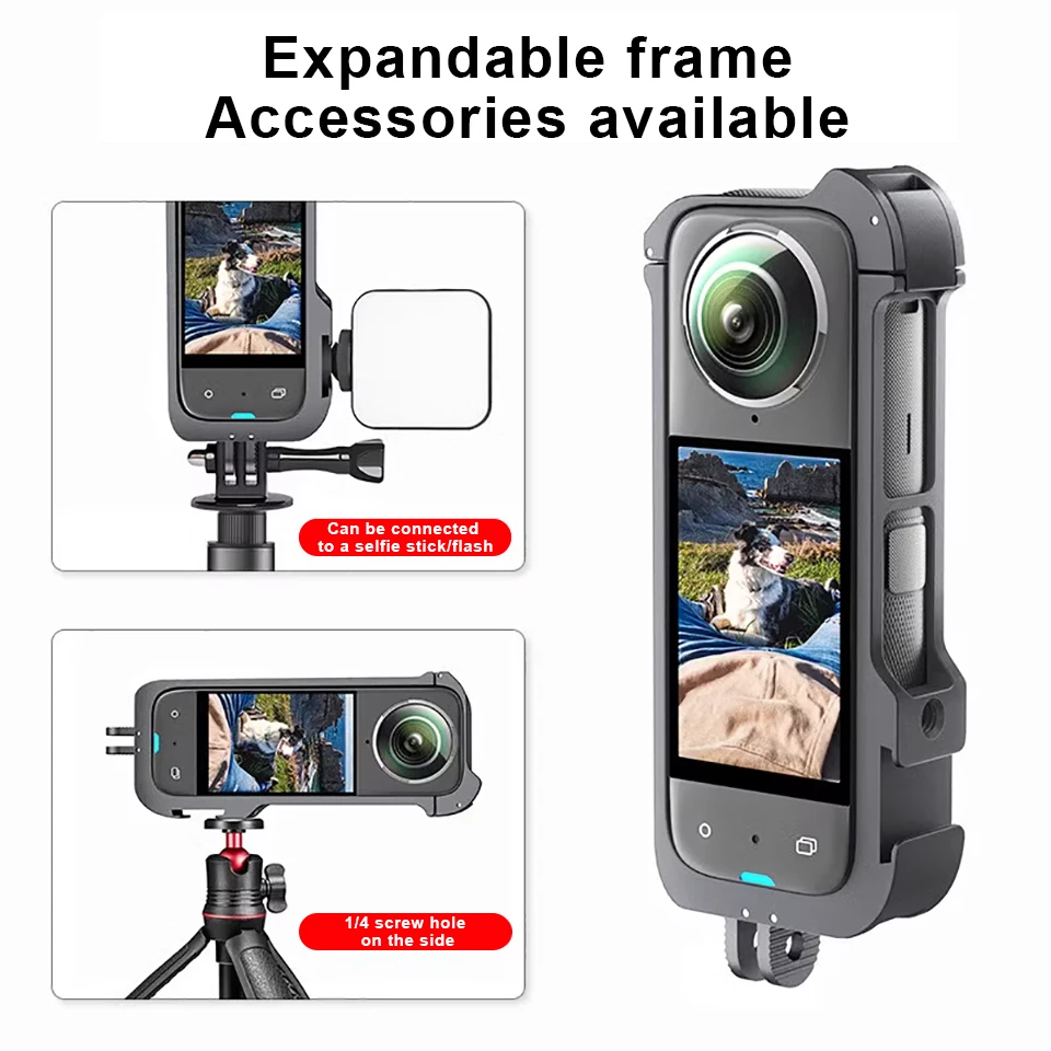 

Алюминиевая металлическая рамка для Insta360 X4, крепления и зажимы для камеры, защитная рамка для камеры с крышкой объектива для занятий спортом на открытом воздухе