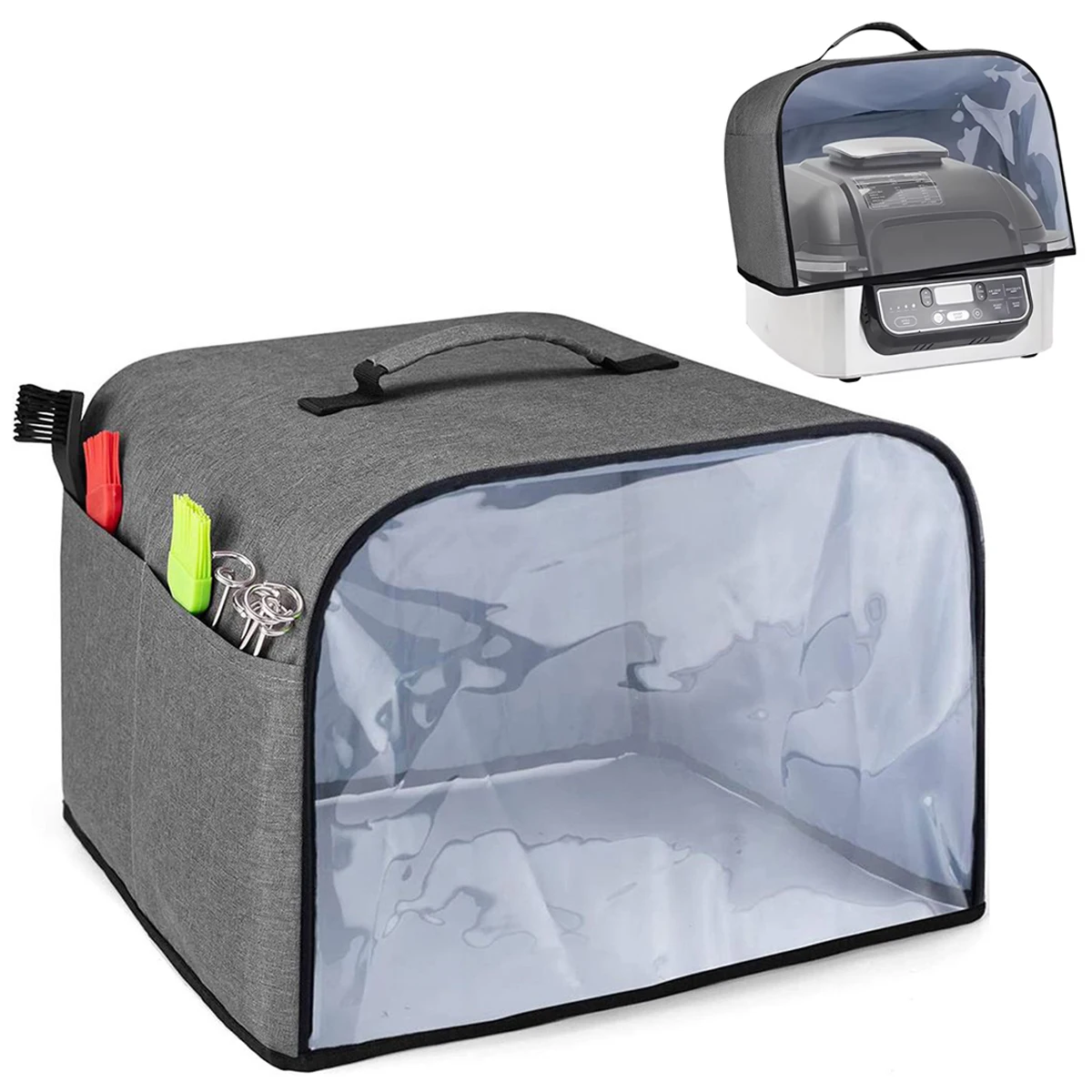 Cubierta para freidora de aire, gruesa, impermeable, transparente, frontal, para parrilla de cocina, tostadora, tapa antipolvo, Compatible con Ninja Foodi Grill AG301 AG302 AG400
