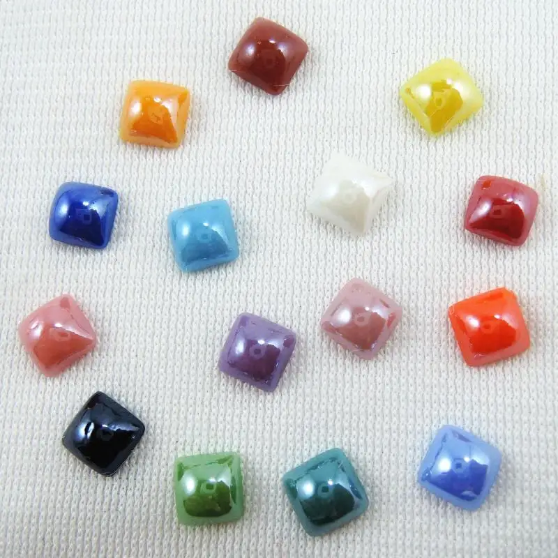 Mixed Colors Flat Back Beads Square Glass Half Cabochon 4mm 6mm 8mm 10mm For Crafts Scrapbooking DIY Nail Art Decoration Garment