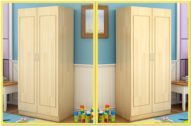 원목 어린이 옷장 두 개의 작은 싱글 옷장 캐비닛