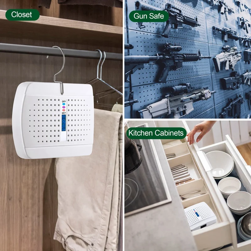 Rechargeable Small Dehumidifier, High-Efficiency Moisture Absorber For Bedroom, Wardrobe And Bookcase,EU Plug,2PCS Easy To Use