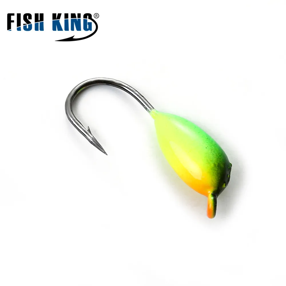 FISH KING 5PCS Winter Fishing Lure Jig Head Hook 1g 1.5g 1.8g 3D Eyes Ice Fishing Artificial Bait Accessories