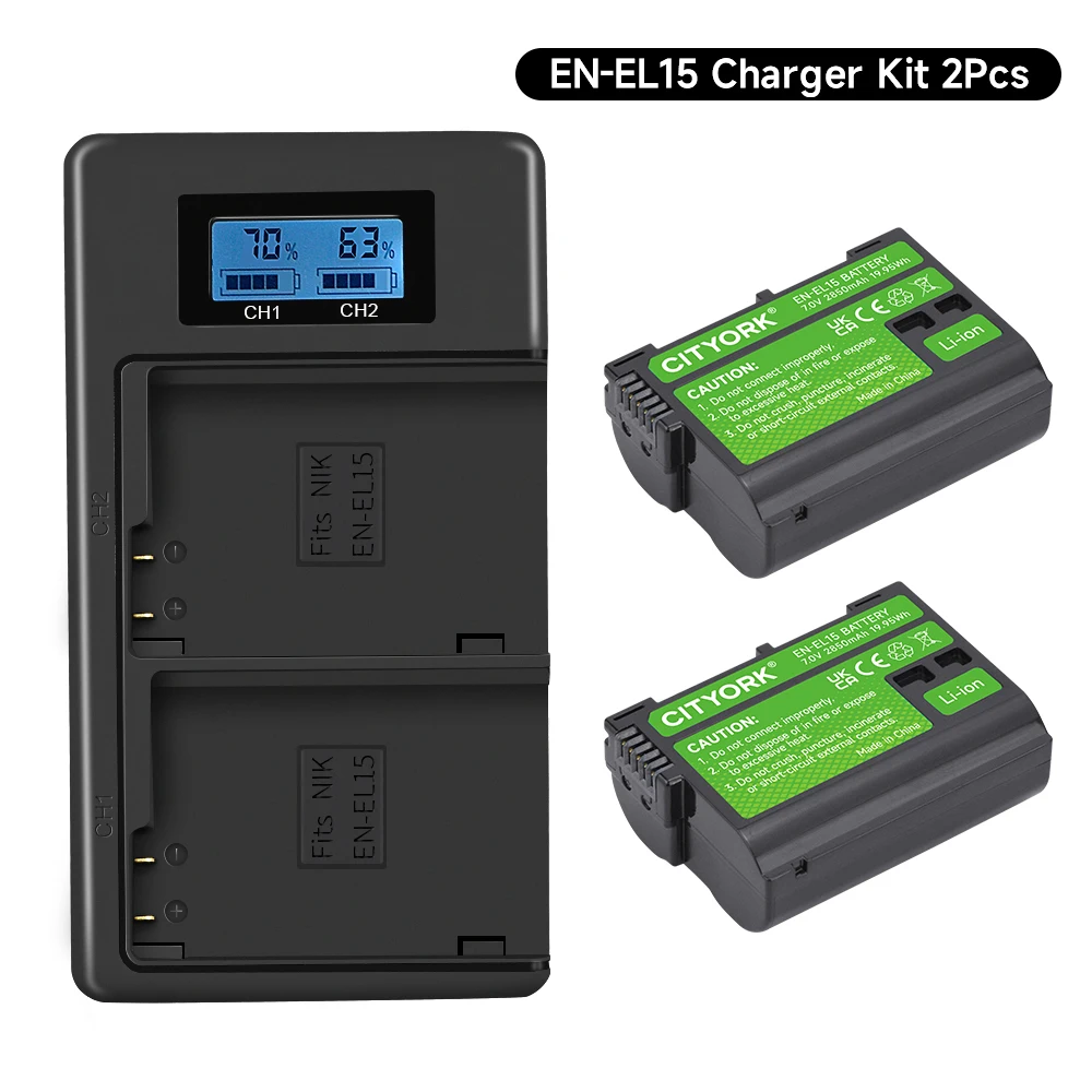CITYORK 2850mAh EN-EL15 ENEL15 EN EL15 Camera Battery For Nikon SLR D600 D610 D800 800E 810 810A D850 D7000 D7100 D7200 P520 530