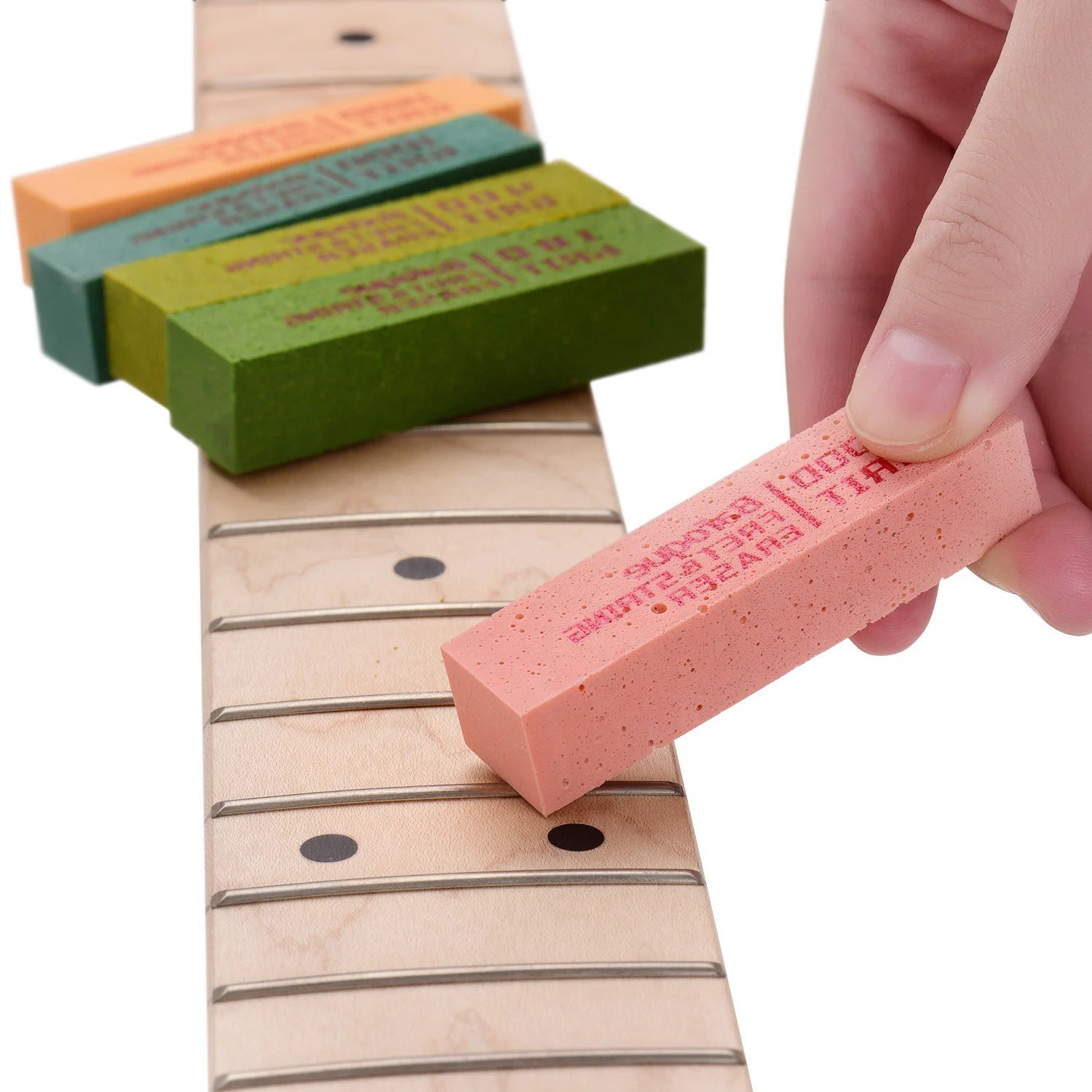 Fret Polishing Erasers Abraisive Rubber Blocks with 180/400 /1000/1500 /2000 Grit Guitar Fret Strings Polishing Maintaining