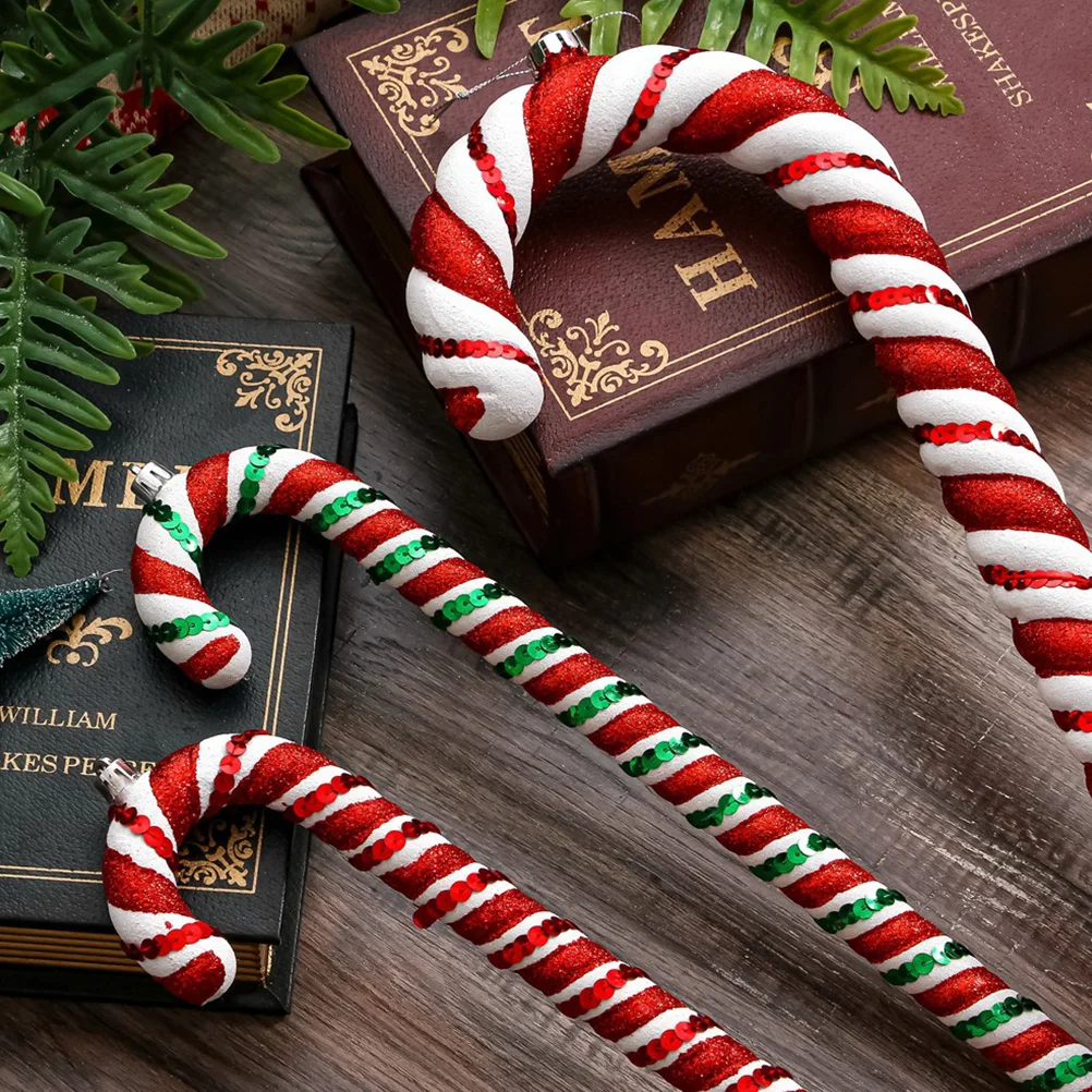 

6Pcs Candy Cane Shaped Pendants Christmas Tree Hanging Decor Lightweight Smooth Touch Ornaments Candy Cane Shaped Hanging Decor