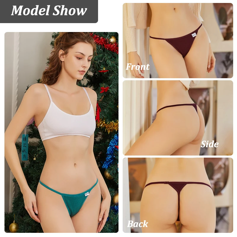 4 Pcs/Set Women Cotton Panties Low Waist G-String Thongs Sexy T-Back Underwear Female Soft Breathable Intimates Lingerie M-XL
