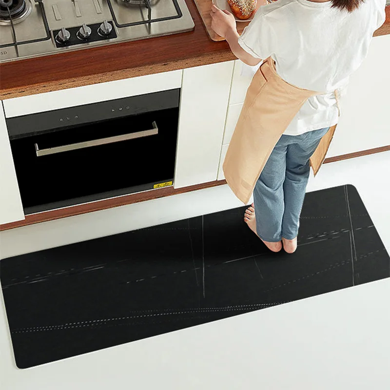 PVC Kitchen Carpet Diatom Mud Absorbs Water Oil Long Strip Rug Soft Quick-drying Foot Mat Minimalist Solid Color High-grade Mats