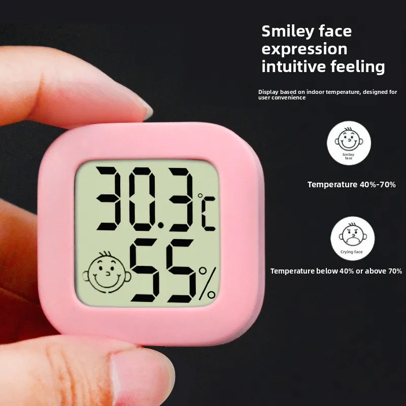 Pengukur Suhu dan Kelembapan Dalam Ruangan Elektronik, Termometer Rumah Presisi Tinggi, Dipasang di Dinding dengan Tampilan Kering dan Basah