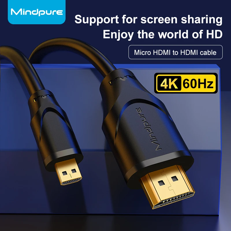 Mindpure Micro HDMI to HDMI Cable 4K 60HZ Male to Male Audio for Sony A6000 A6300 Nikon Yoga 3 Pro HDTV Camera Laptop Projector