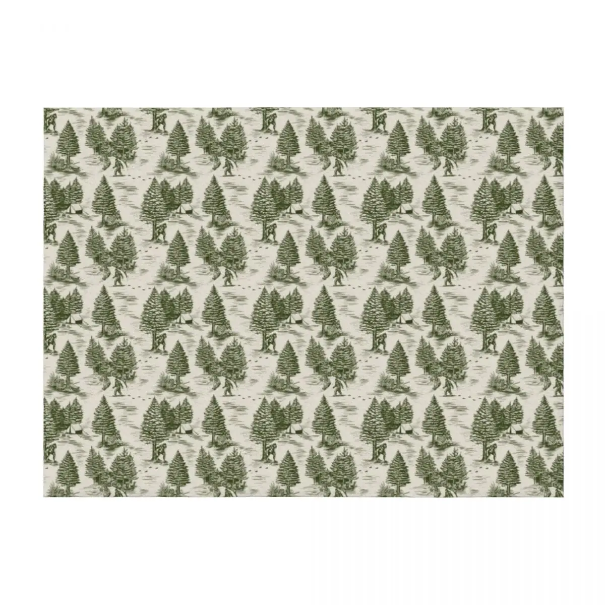 

Bigfoot / Sasquatch Toile de Jouy in Forest Green Throw Blanket Sofa Throw Decorative Sofas Heavy valentine gift ideas Blankets