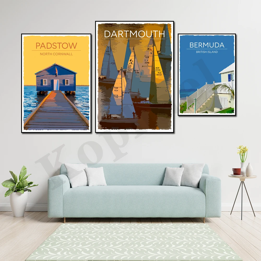 Dartmoor Ivey Mama Bay Beer Torquay Sidmouth Bermuda Greenway Padstow. City Travel Scenery. Home Wall Decor Art Canvas Painting