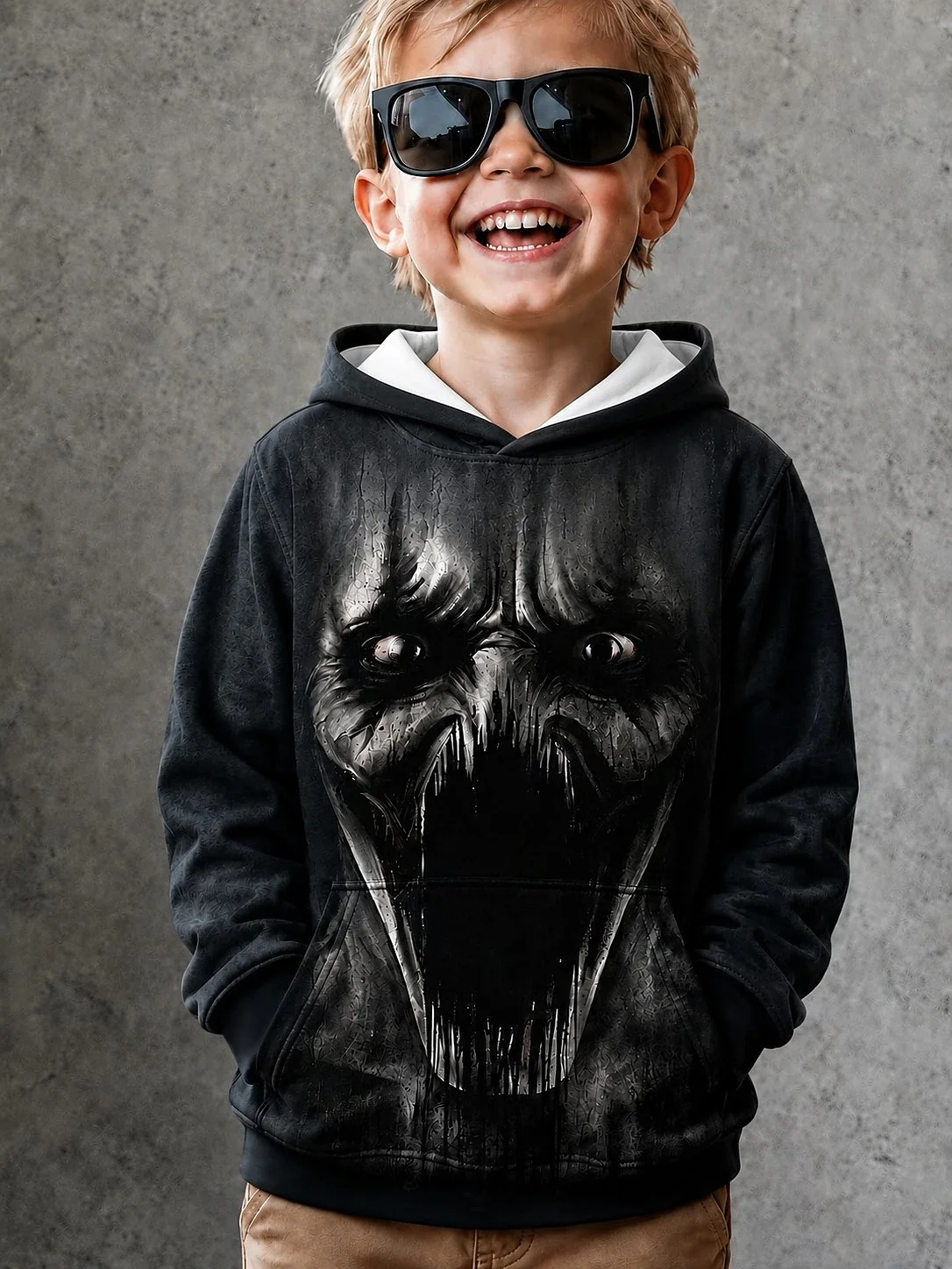 2026 Halloween Boys' 3D Graphic Skull Hoodie Pullover Long Sleeve Spring Sports Fashion Streetwear Kids 4-7 Years Hooded Casual