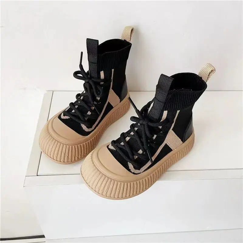 Children\'s High Top Single Boot Boys and Girls Fashion Knitted Elastic Socks and Boots 2023 Spring and Autumn Children\'s Shoes