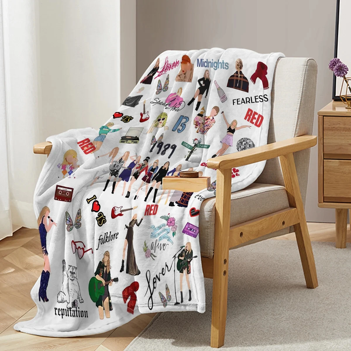 1989 Fashion Girl Blanket Printed Throw Blanket Plush Fluffy Flannel Fleece Blanket Soft Throws for Sofa Couch and Bed