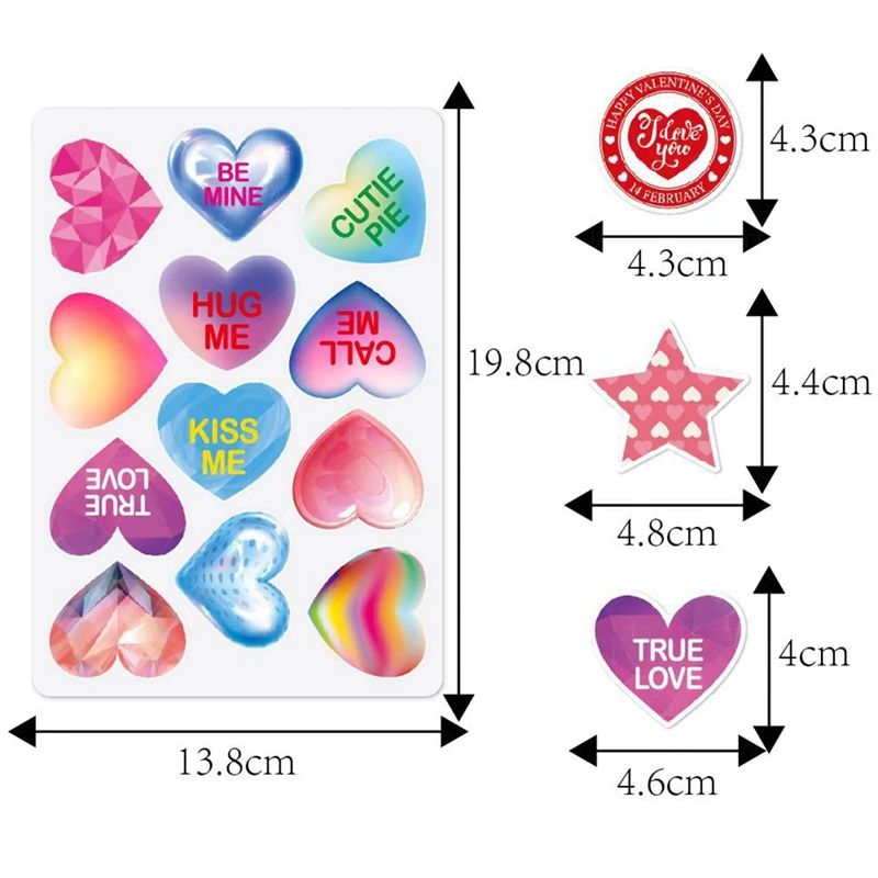 4 Pack Valentine's Day Party Decoration Love Stickers Valentine's Day Holiday Envelope Gift