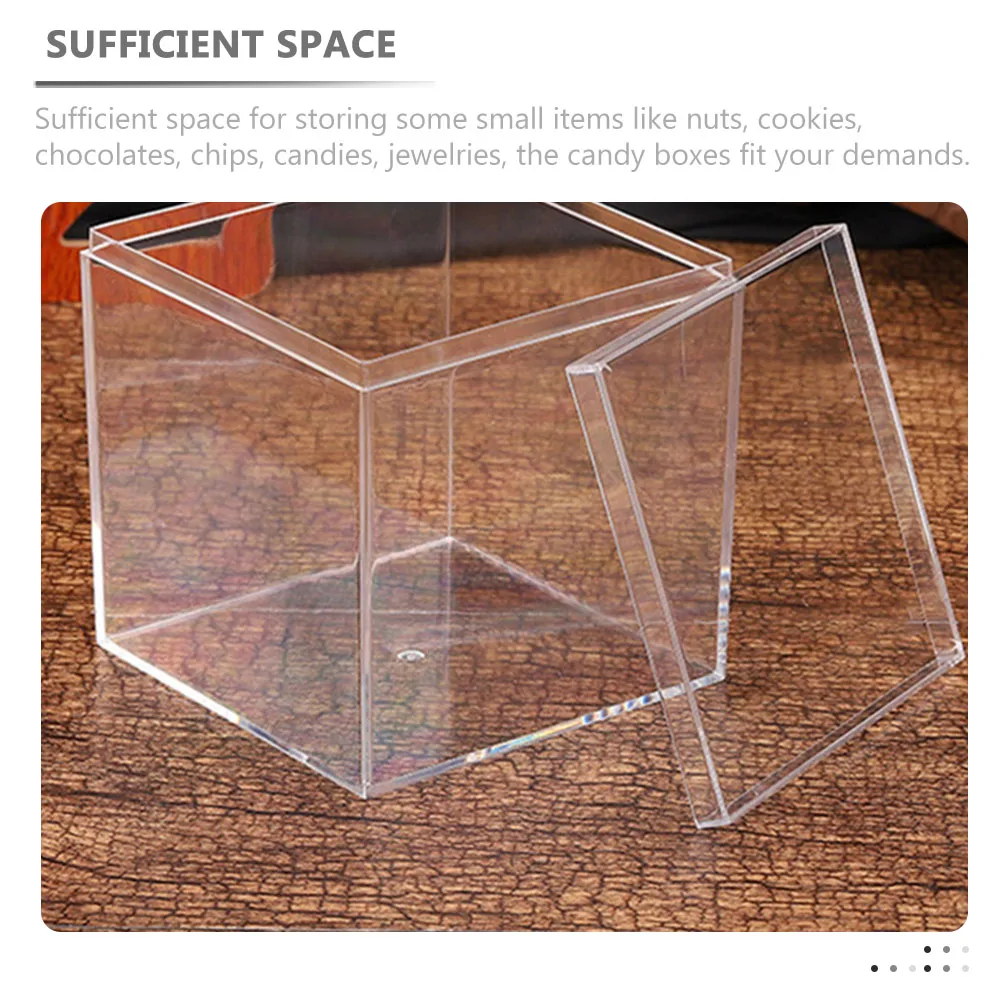 

10Pcs Small Square Transparent Candy Boxes Jewelry Storage Cases Party Favor Gift Containers Clear Candy Case Jewelry Boxes
