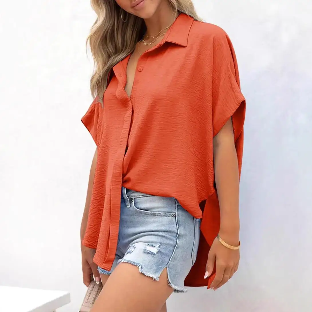 レディース オルト スリット イルト トップ ルーズフィット バットウィング スヴェ ポリエステル 春夏 カジュアル 快適 ファイオン ヨーロッパ スレ