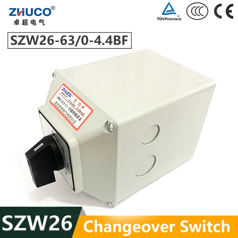 

ZHUCO SZW26/LW26-63 63A 660 В 0-4 5 положений 16 клемм Кулачок управления Универсальный поворотный переключатель с внешней коробкой