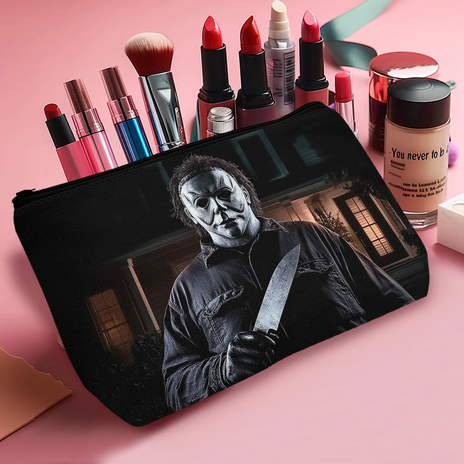 1Pc Horror Film Character Cosmetic Bag For Women Durable Lightweight Travel Pouch Makeup Organizer Outdoor A 8.66x5.51Inch