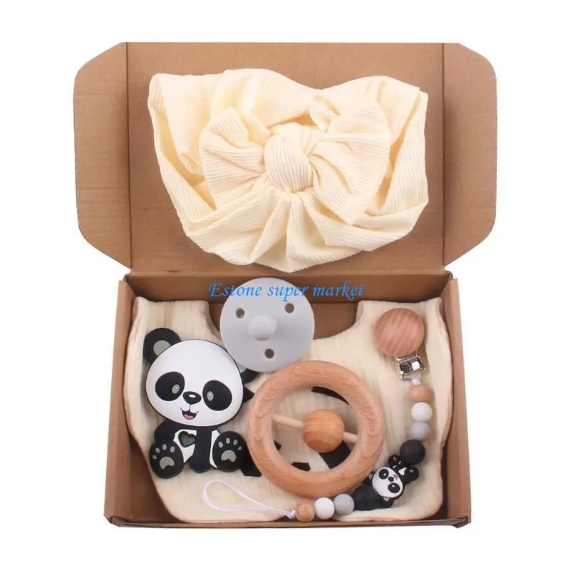 090B 6pcs Infant Teether Toy Pacifier Holder Chewing Toy Clip Baby Soother Molar Rod
